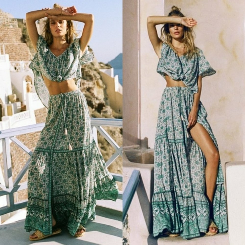 Spell and The Gypsy Collective Green maxi Skirt